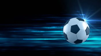 3d illustration of soccer ball in blue light streak background  can be use in extreme sport title or print media
